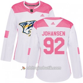 Dame Ishockey Nashville Predators Tröja Ryan Johansen 92 Adidas 2017-2018 Vit Rosa Fashion Authentic